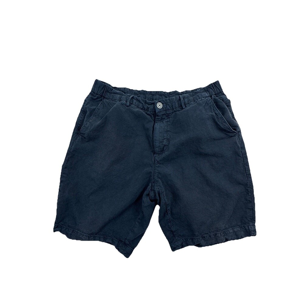 Massimo Dutti Men's Shorts 34 Dark Blue 100% Linen Chino